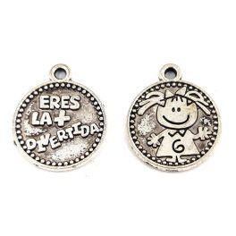 Medál - Divertida - ezüst színű - 21x18mm
