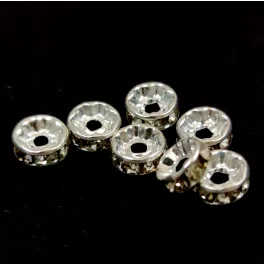Rondelle Silver Colour - Crystal Stone - 8mm