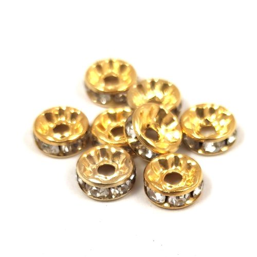 Rondelle  Gold Colour - Crystal Stone - 8mm