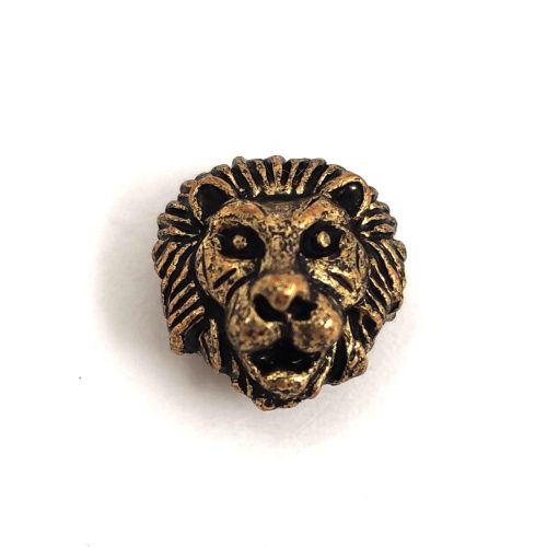 Fémgyöngy - oroszlán - antik arany színű - 8x13mm