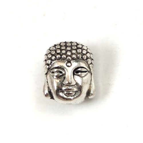 Fémgyöngy - Buddha fej - antik ezüst színű - 9x11mm