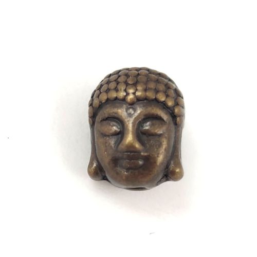 Fémgyöngy - Buddha fej - antik sárgaréz színű - 9x11mm