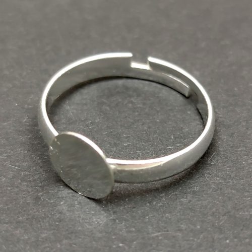 Gyűrűalap (ragasztós) - ezüst színű - állítható - 8mm