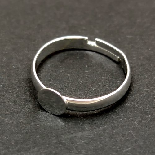Gyűrűalap (ragasztós) - ezüst színű - állítható - lapos - 6mm