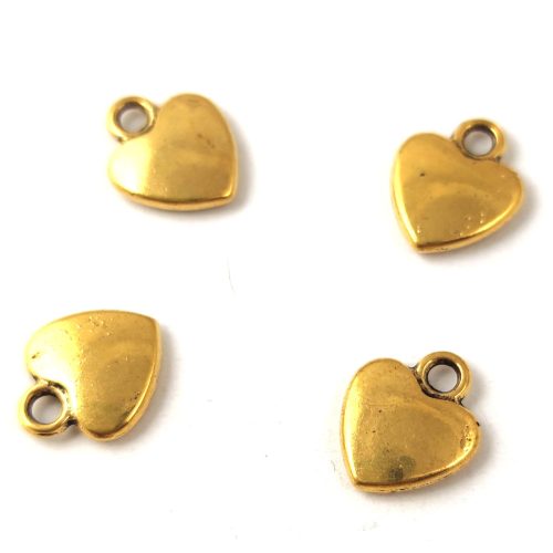 Medál -  Heart - arany színű - 12x10mm