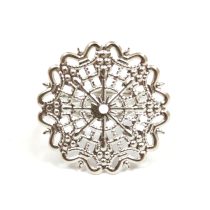   Gyűrűalap - áttört virágmintás - ezüst színű - állítható - 25mm