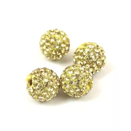 Round ball with crystals - Champagne - 10mm