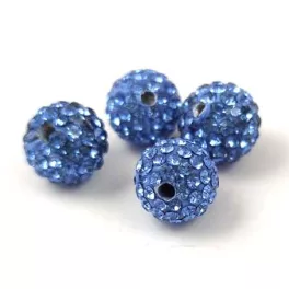 Round ball with crystals - Sapphire - 10mm