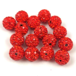 Round ball with crystals - Tangerine - 10mm
