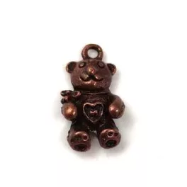 Medál - maci - antik vörösréz színű - 18x9.5mm