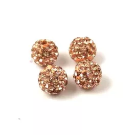Round ball with crystals - Peach - 8mm
