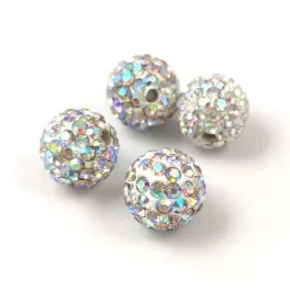 Round ball with crystals - Crystal AB - 10mm