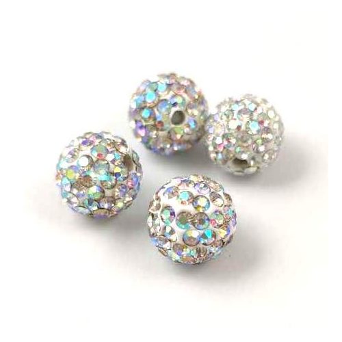 Round ball with crystals - Crystal AB - 10mm