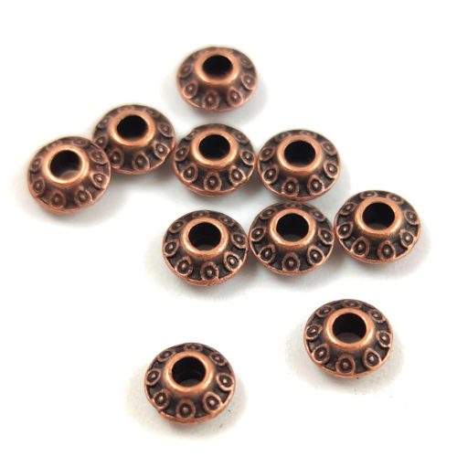 Metallic Round Bead - Ring - Antique Copper Colour - 6.5 x 3.5 mm 