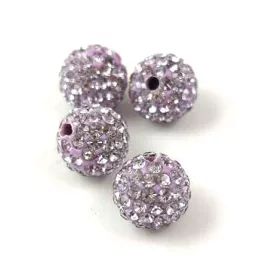 Round ball with crystals - Violet  - 10mm