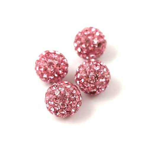 Round ball with crystals - Rose - 10mm
