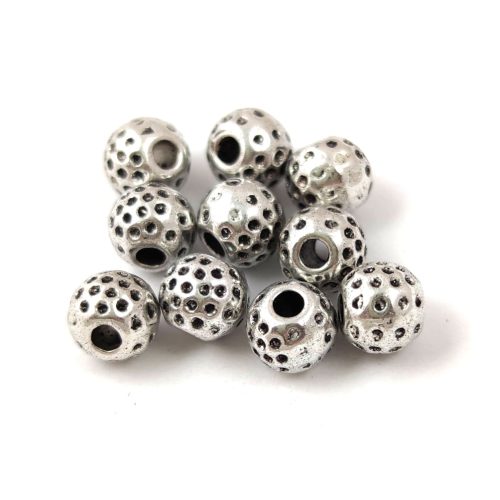 Metallic Bead - Round - Dots - Platinum Colour - 6mm 