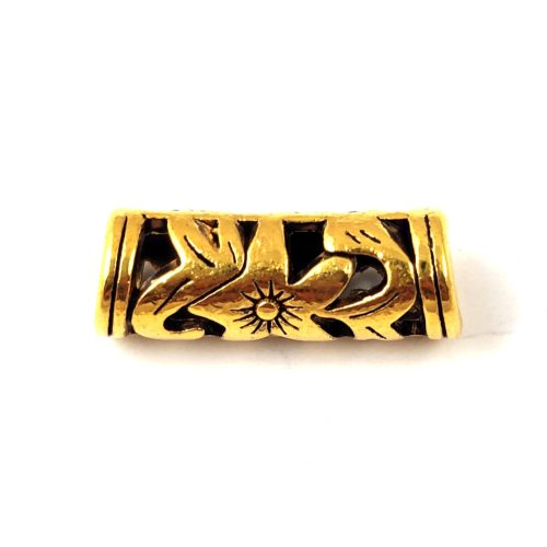Link - Decorated Tube - Antique Gold - 22x8mm