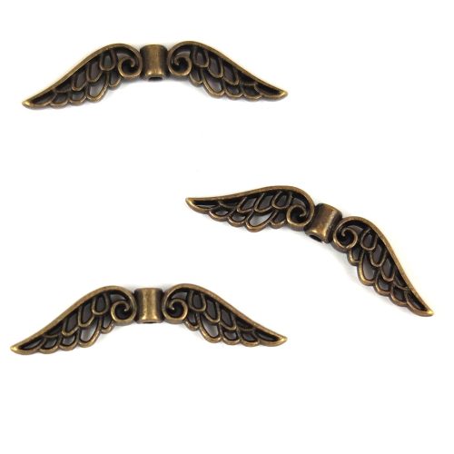  Angel Wings - Antique Brass Colour - 7 x 23 x 3 mm