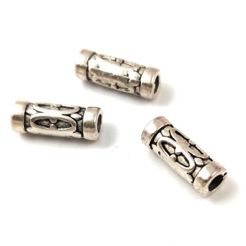 Köztes elem - díszitett cső - antik ezüst színű - 13x4mm