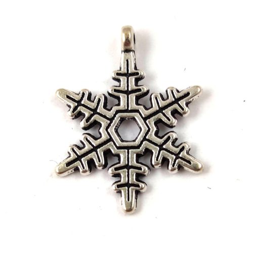 Pendant - Snowflake - Antique Silver Colour - 18x22mm