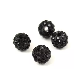 Round ball with crystals - Jet - 8mm