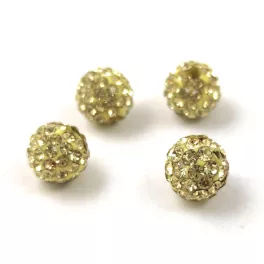 Round ball with crystals - Champagne - 8mm