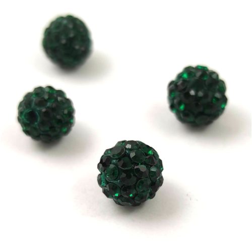 Round ball with crystals - Emerald - 8mm