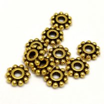 Köztes elem -  Beaded Ring - antik arany színű - 7mm