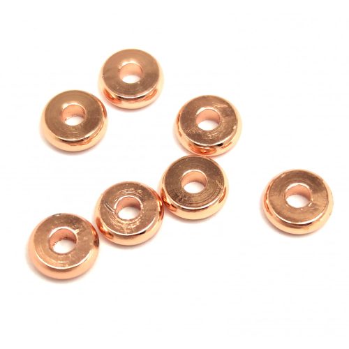 Fémgyöngy - fánk  - rose gold színű - 6x2mm 