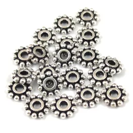 Medál - Heishi kis virág - platina színű - 6,5mm