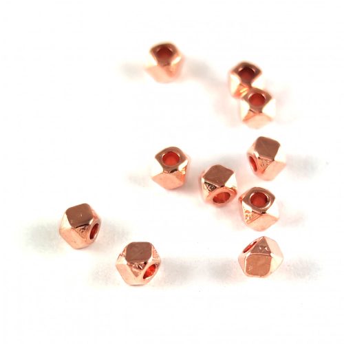 Metallic Round Bead - Faceted - Rose Gold Colour - 3.5x4mm 