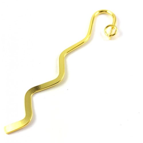 Könyvjelző - hullámos karikával - arany színű - 8.5 cm