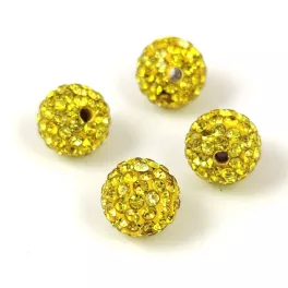 Round ball with crystals - Jonquil - 10mm