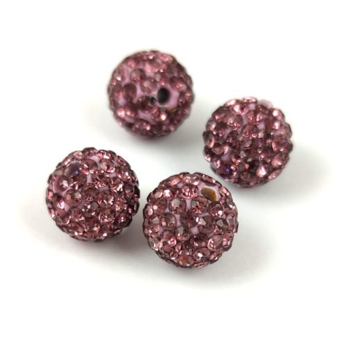 Round ball with crystals - Light Amethyst - 10mm