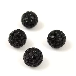 Round ball with crystals - Jet - 10mm