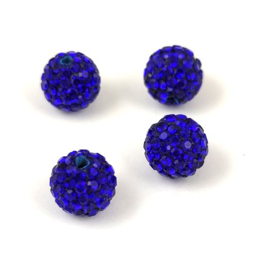Round ball with crystals - Royal Blue - 10mm