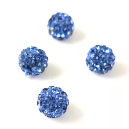 Round ball with crystals - Light Sapphire - 10mm