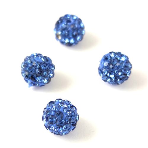 Round ball with crystals - Light Sapphire - 10mm
