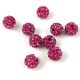 Round ball with crystals - Fuchsia - 6mm
