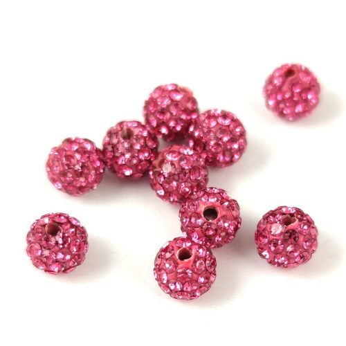 Round ball with crystals - Rose - 6mm