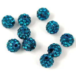 Köztes strasszos golyó - Indicolite  - 6mm