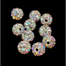 Köztes strasszos golyó - Crystal AB - 6mm