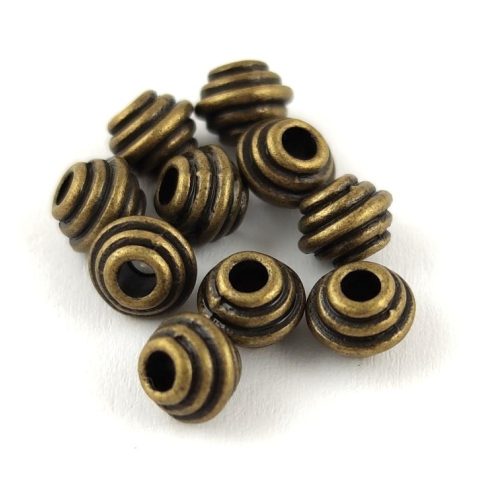 Metallic Round Bead - Antique Brass Colour - 5 x 6.5 mm