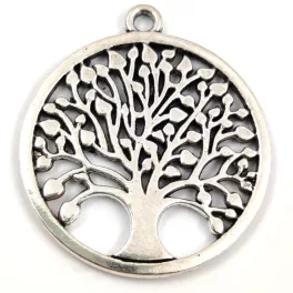 Medál - életfa - platina színű - 38x34mm