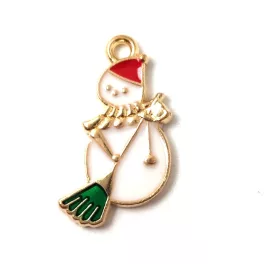 Pendant - Snowman with Broom - 23x17mm