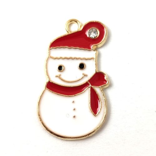 Pendant - Snowman with Strass hat - 24x14mm
