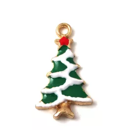 Pendant - Snowy Christmas Tree - 26x15mm