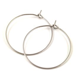   Earring Base - Ring - Platinum Colour - 29mm - Stainless Steel