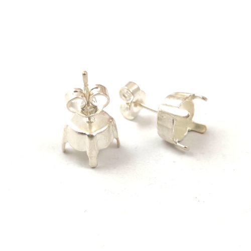 Earring Part - Post - for Chatons - Silver Colour - 8mm